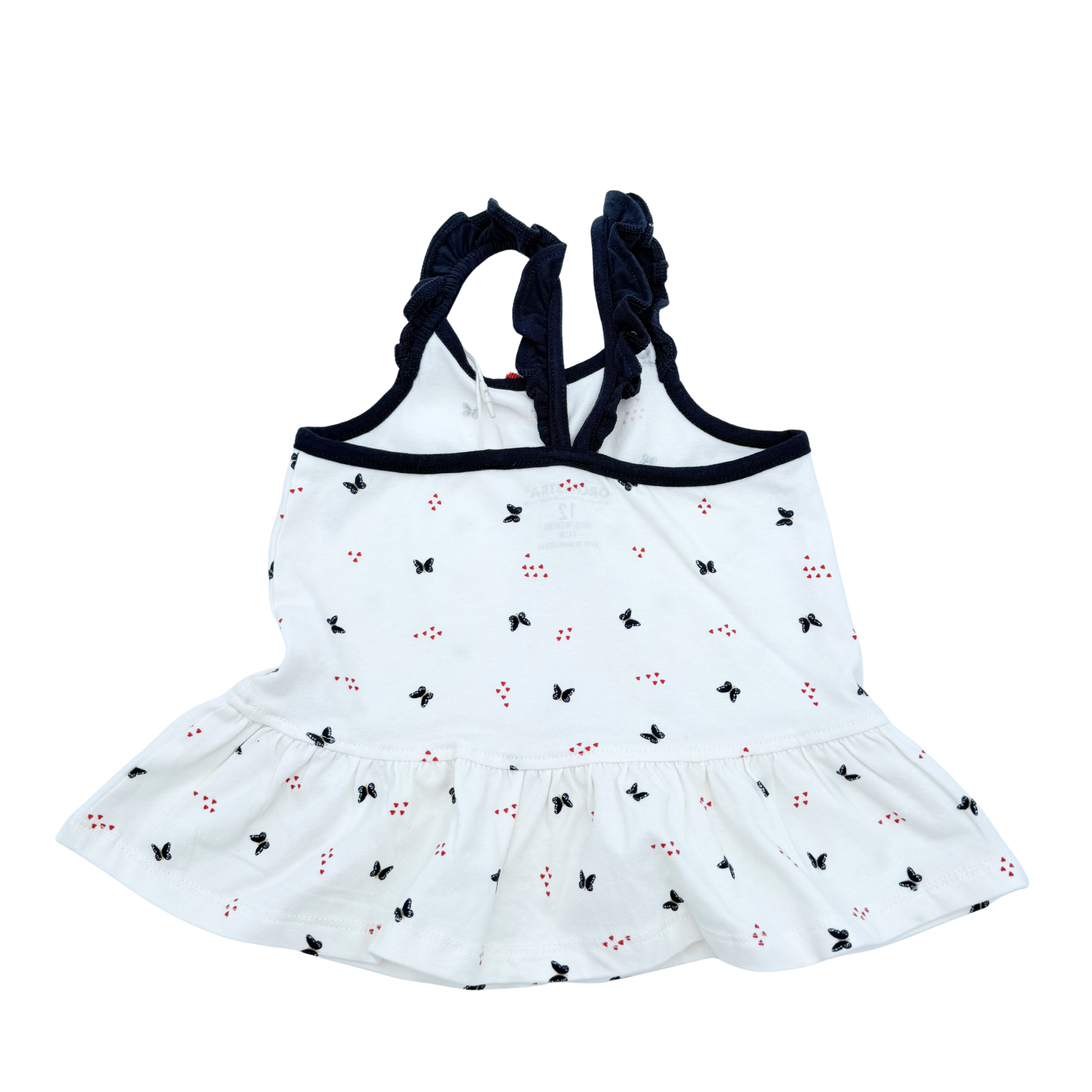 Robe blanche imprimée papillons — 12 mois