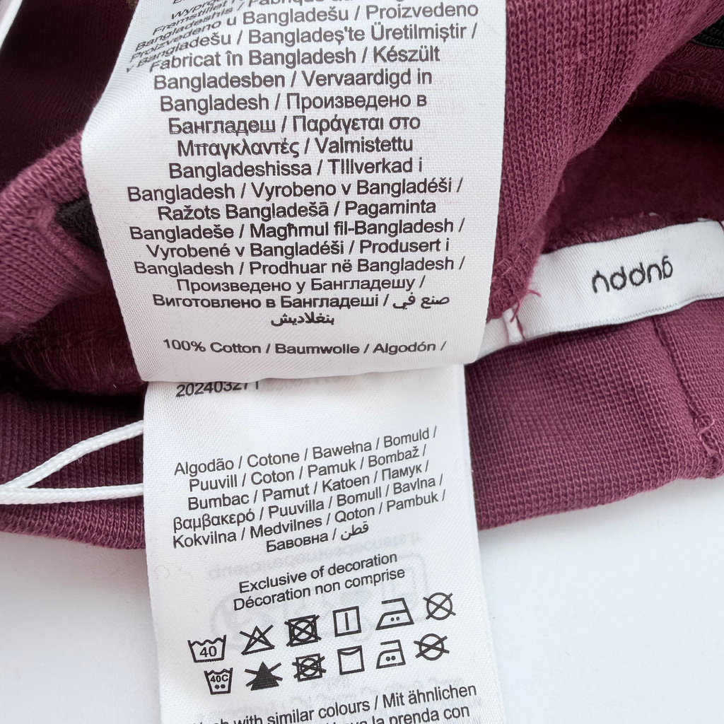 Pantalon bordeaux à petits cœurs dorés - 4-6 mois