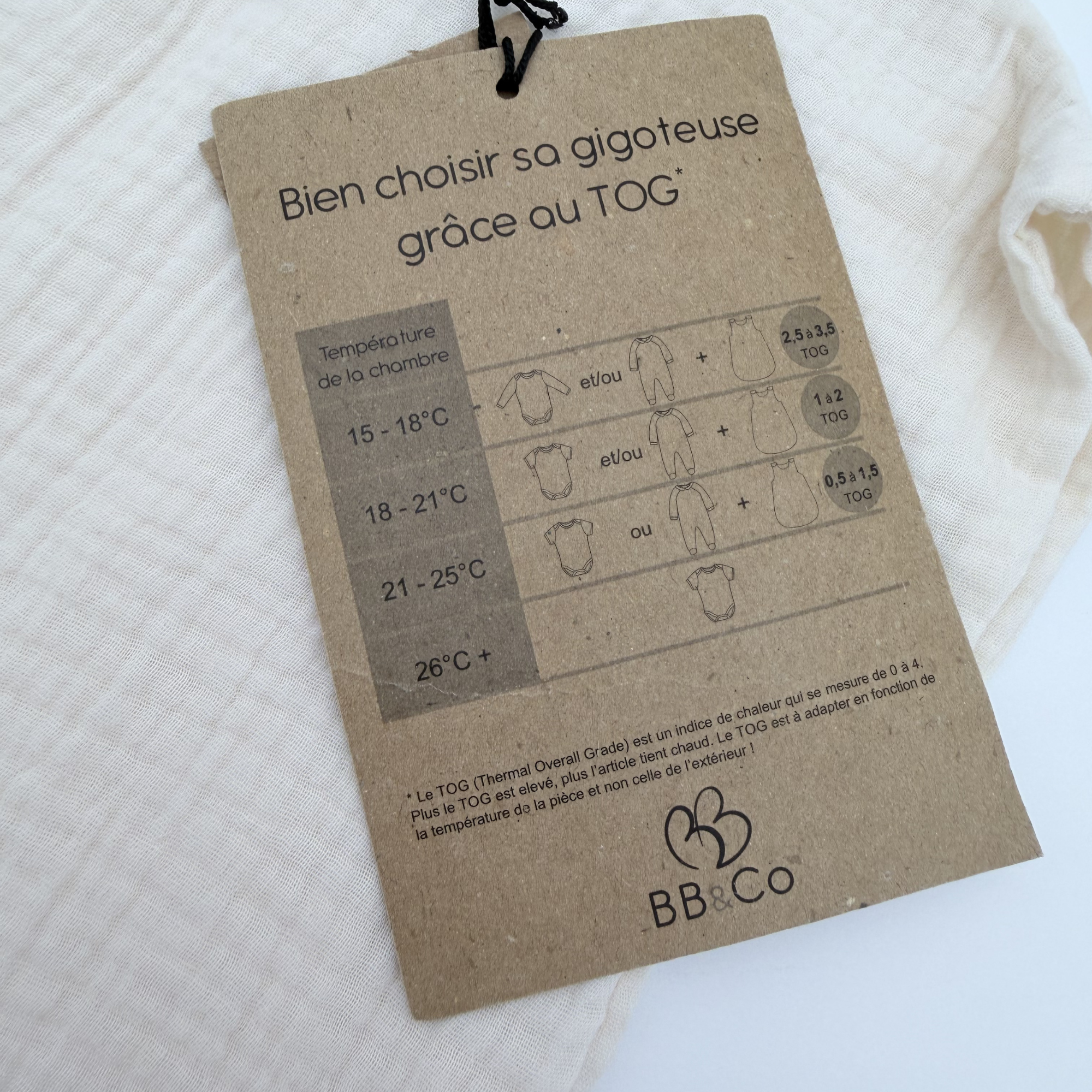 Gigoteuse bébé en gaze de coton écrue TOG1,6 — 0-6 mois