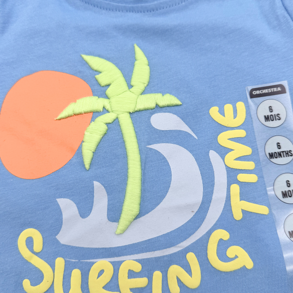 T-shirt bleu « Surfing Time » — 6 mois