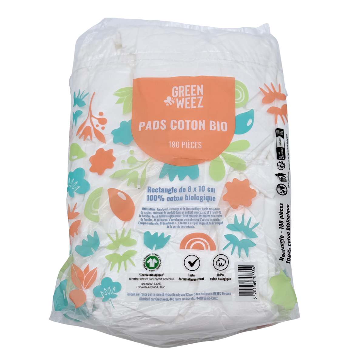 Pads coton bio – 180 pièces