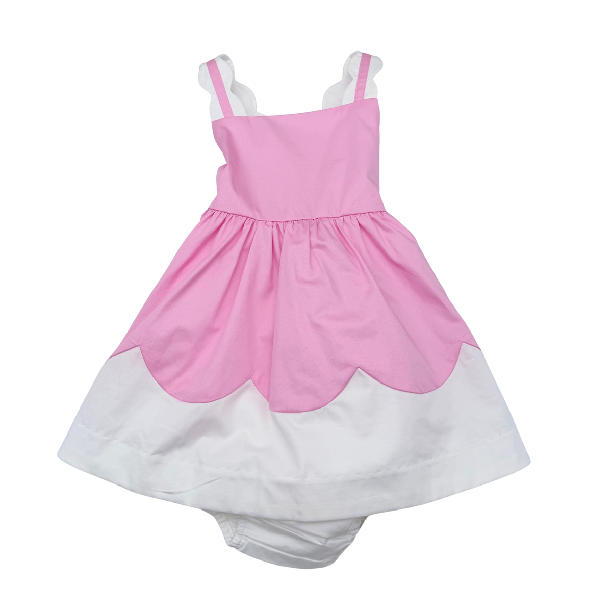 Robe bébé rose et blanche avec bloomer - 18 mois