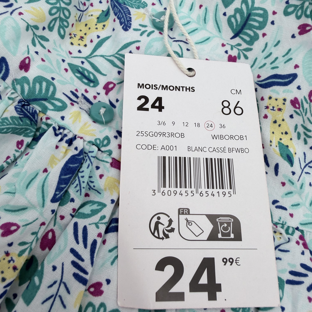 Robe fleurie verte et bleue — 24 mois