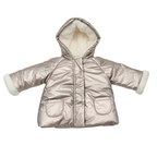 Doudoune bébé à capuche beige irisé et doublure douce – 9 mois