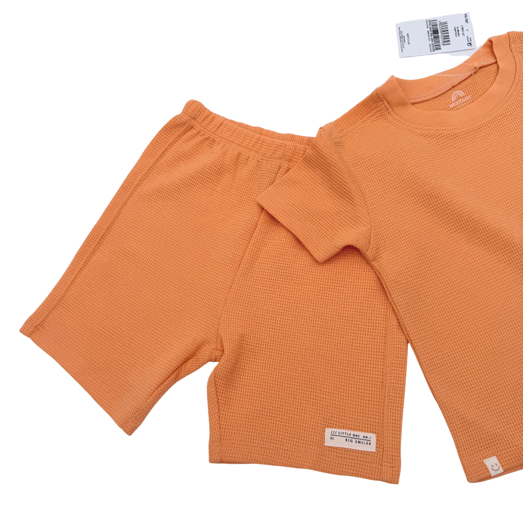 Ensemble orange en maille gaufrée — 12-18 mois