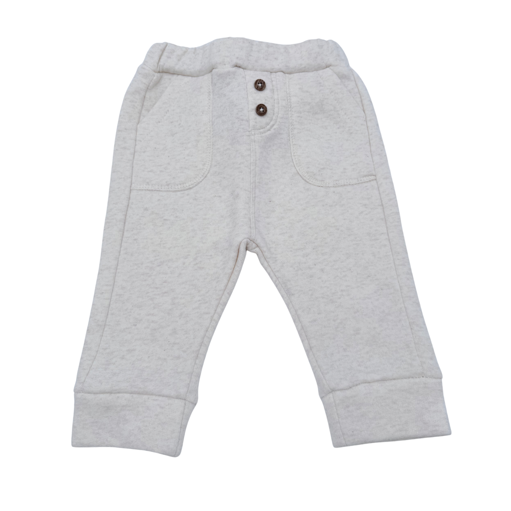 Pantalon beige chiné avec boutons décoratifs - 9 mois