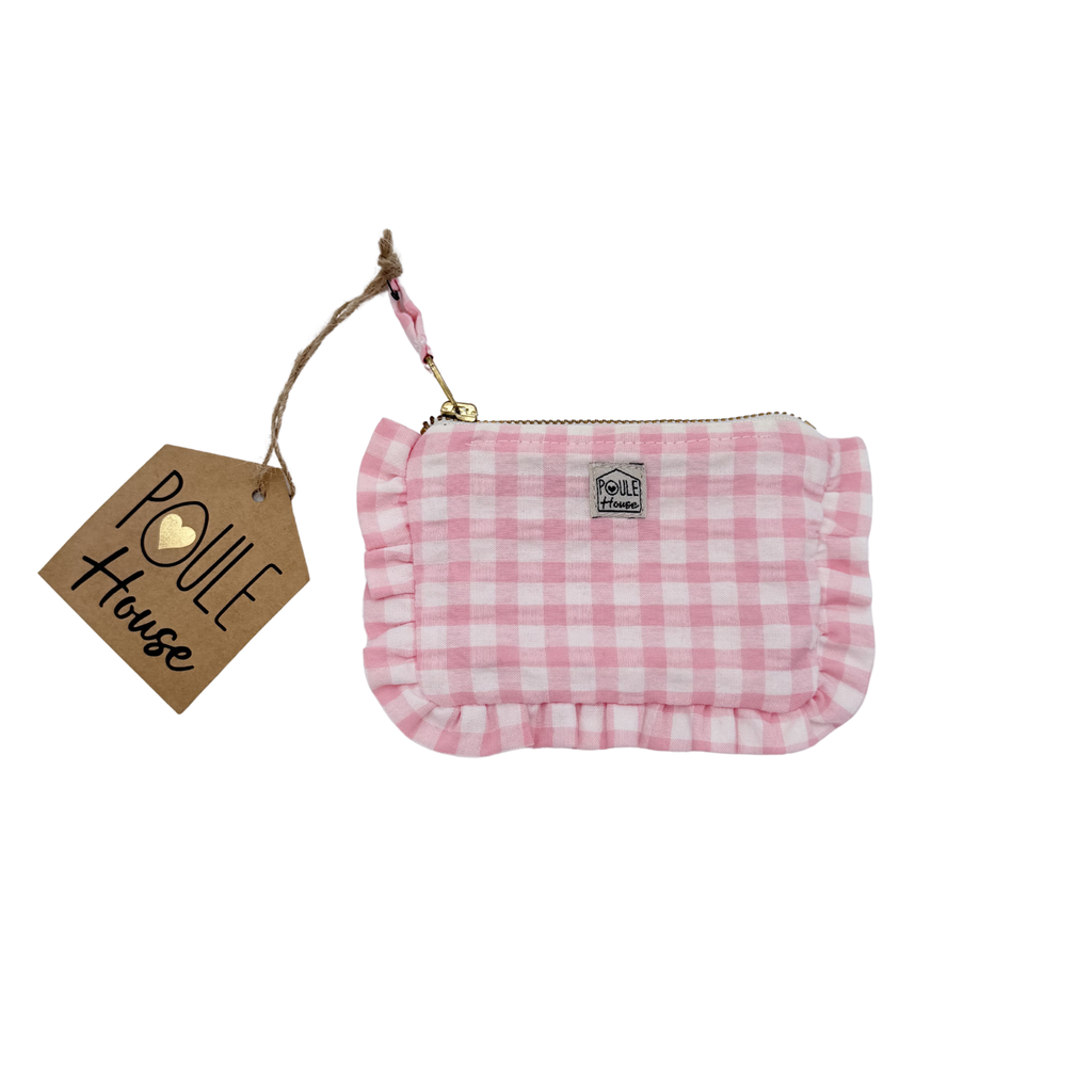 Mini pochette froufrou Lola – Vichy rose