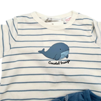 Lot de 3 pyjamas courts bébé à motifs baleines - 2-4 mois