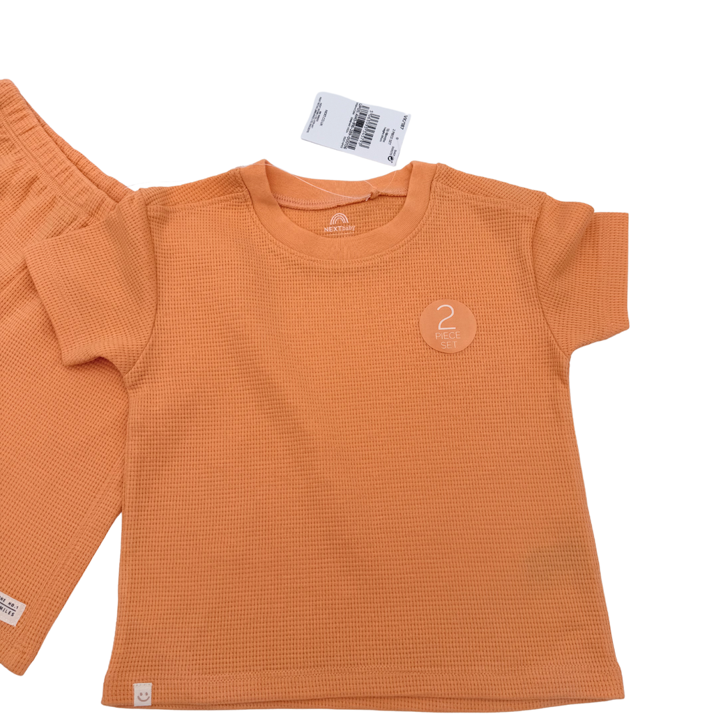 Ensemble orange en maille gaufrée — 12-18 mois