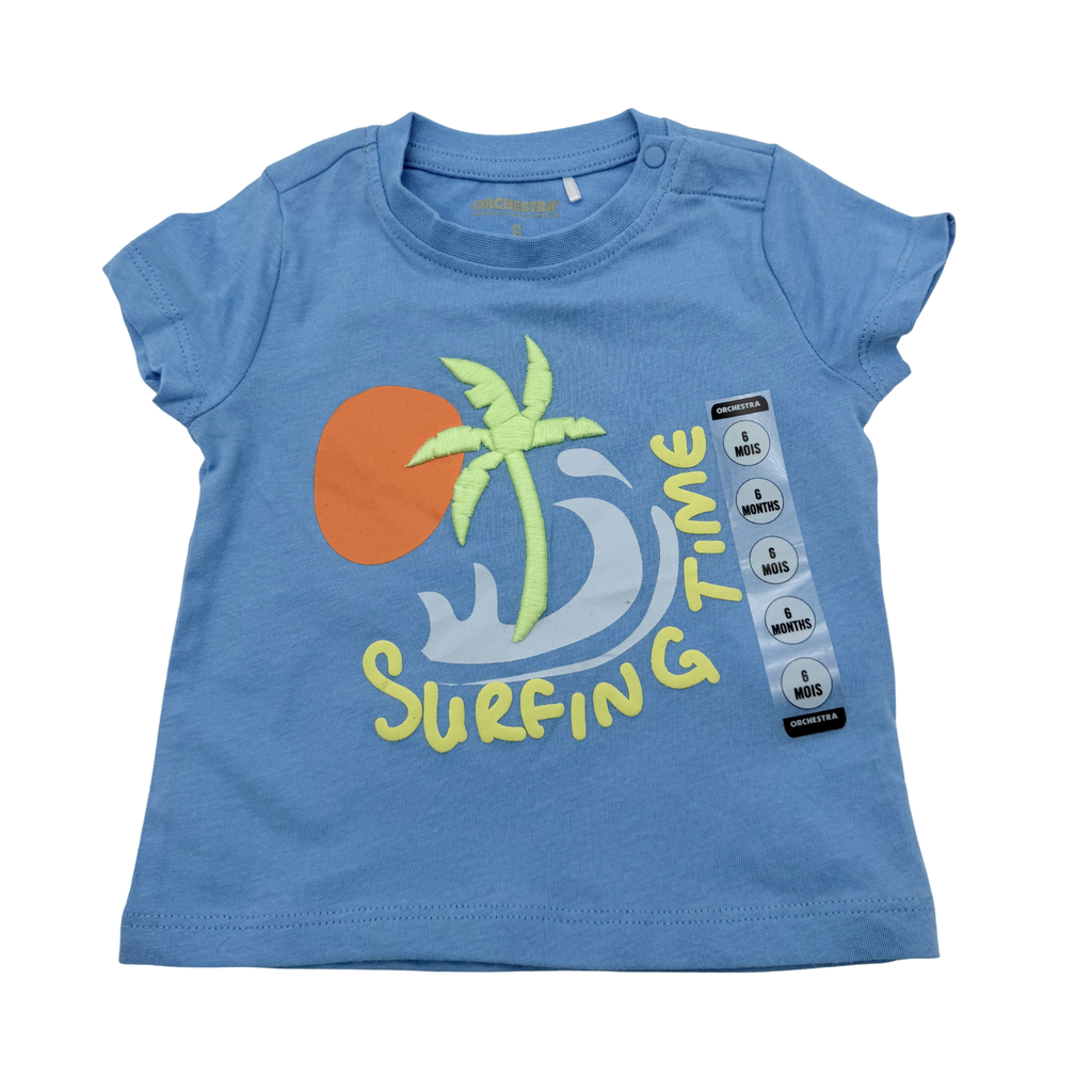T-shirt bleu « Surfing Time » — 6 mois