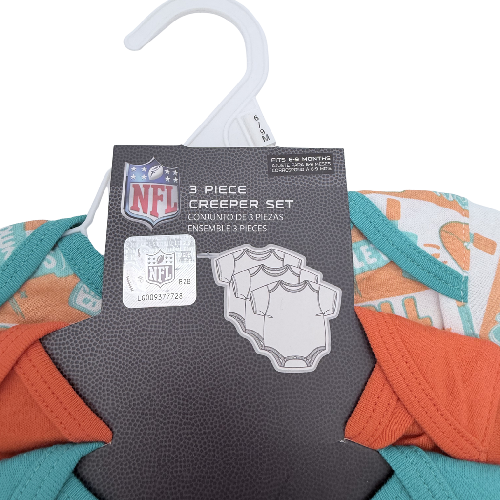 Lot de 3 bodies Miami Dolphins manches courtes — 6 mois