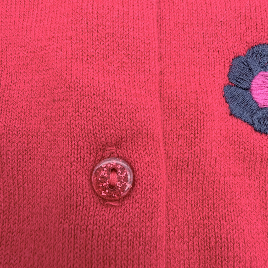 Gilet rouge fleurs — 3 ans