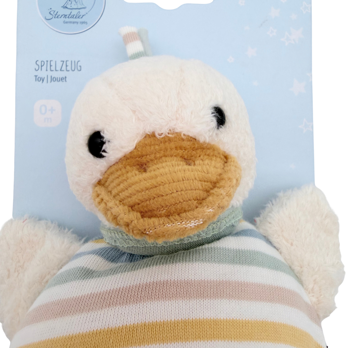 Jouet en peluche canard rayé