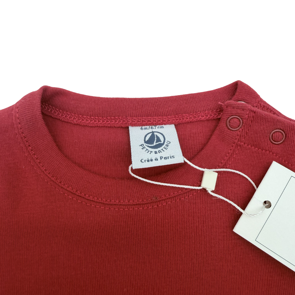 T-shirt rouge manches longues motif ours — 6 mois