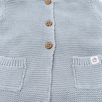 Veste bébé bleu clair à capuche en grosse maille - 6 mois