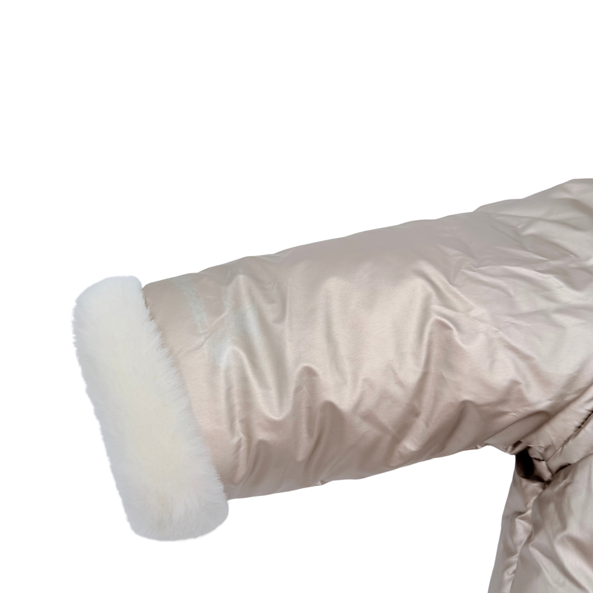 Doudoune bébé à capuche beige irisé et doublure douce – 9 mois