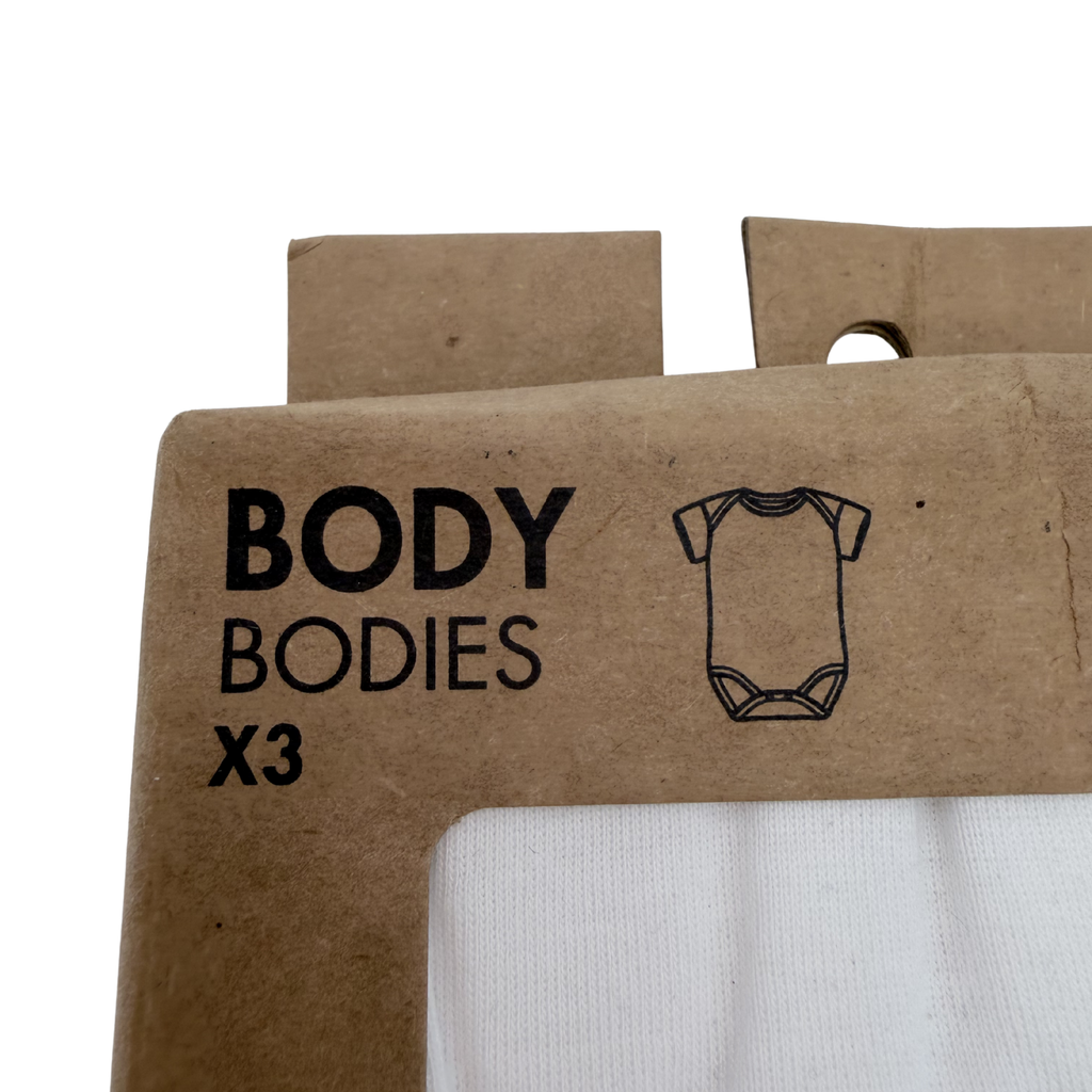 Lot de 3 bodies manches courtes blancs — 18 mois