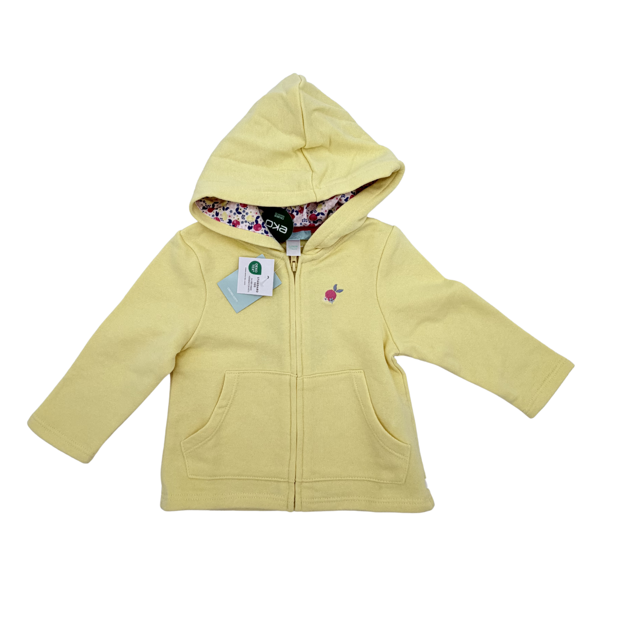 Sweat à capuche jaune pâle — 12 mois
