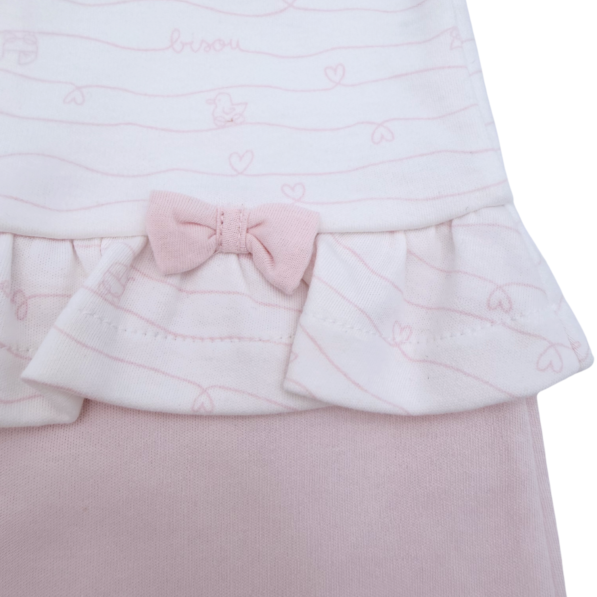 Combinaison rose poudré et écrue à volants — 12 mois