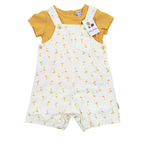 Ensemble salopette short et t-shirt girafes — 6 mois