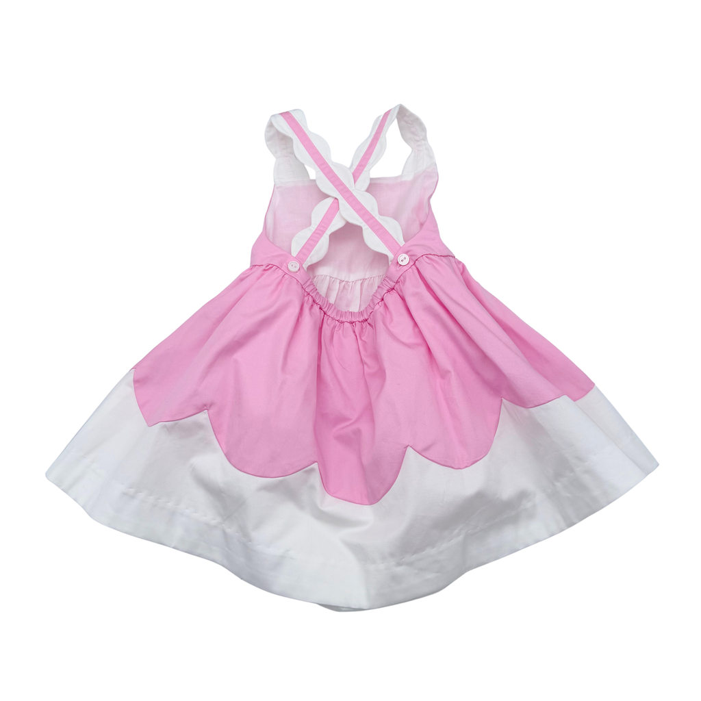 Robe bébé rose et blanche avec bloomer - 18 mois