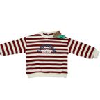 Sweat enfant rayé « Club Bisous » écru et bordeaux - 18 mois