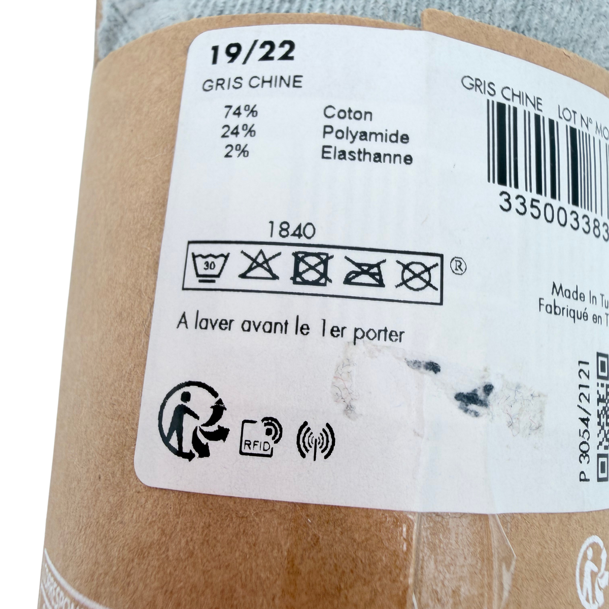 Collant bébé gris en coton biologique – 19-22