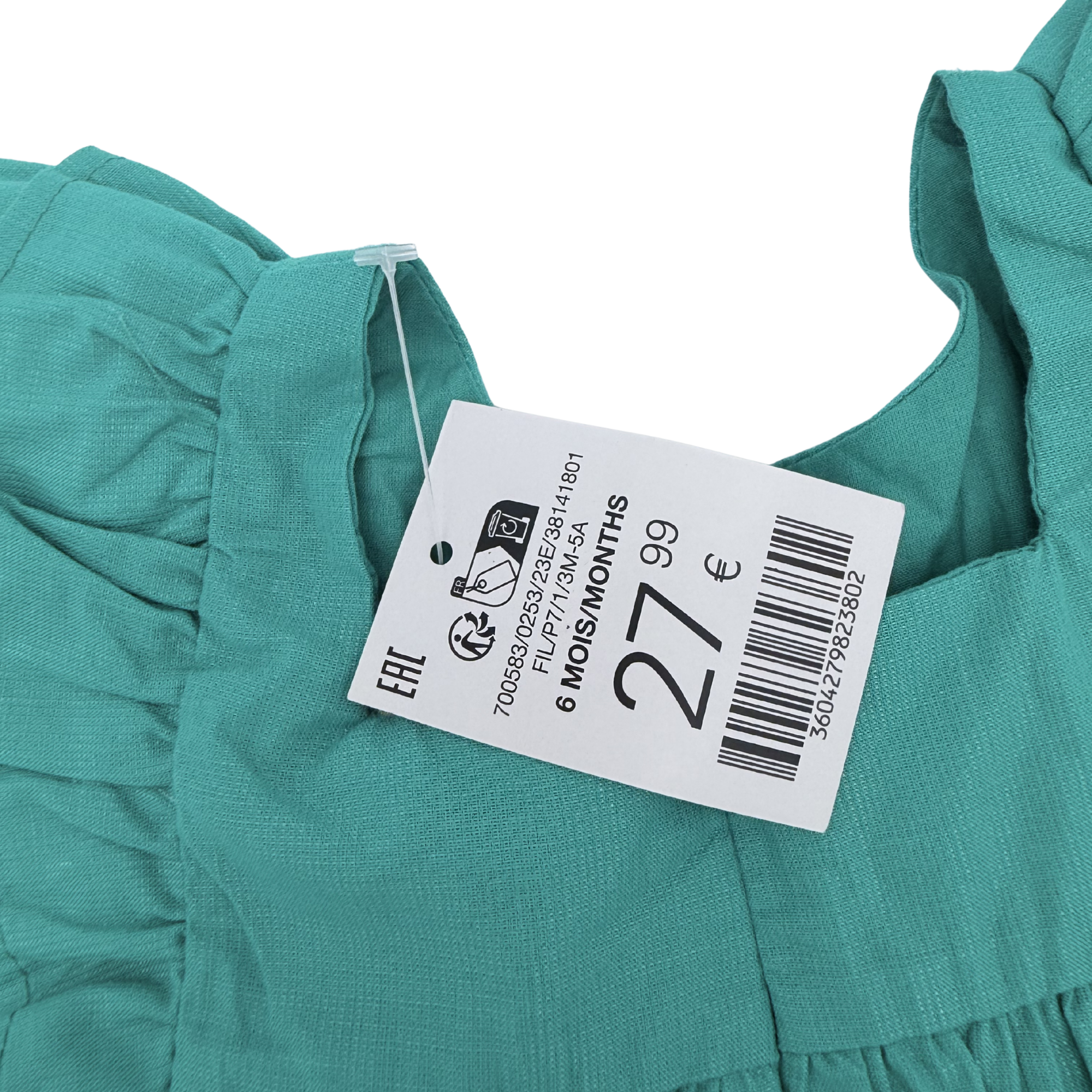 Ensemble robe verte et bloomer - 6 mois