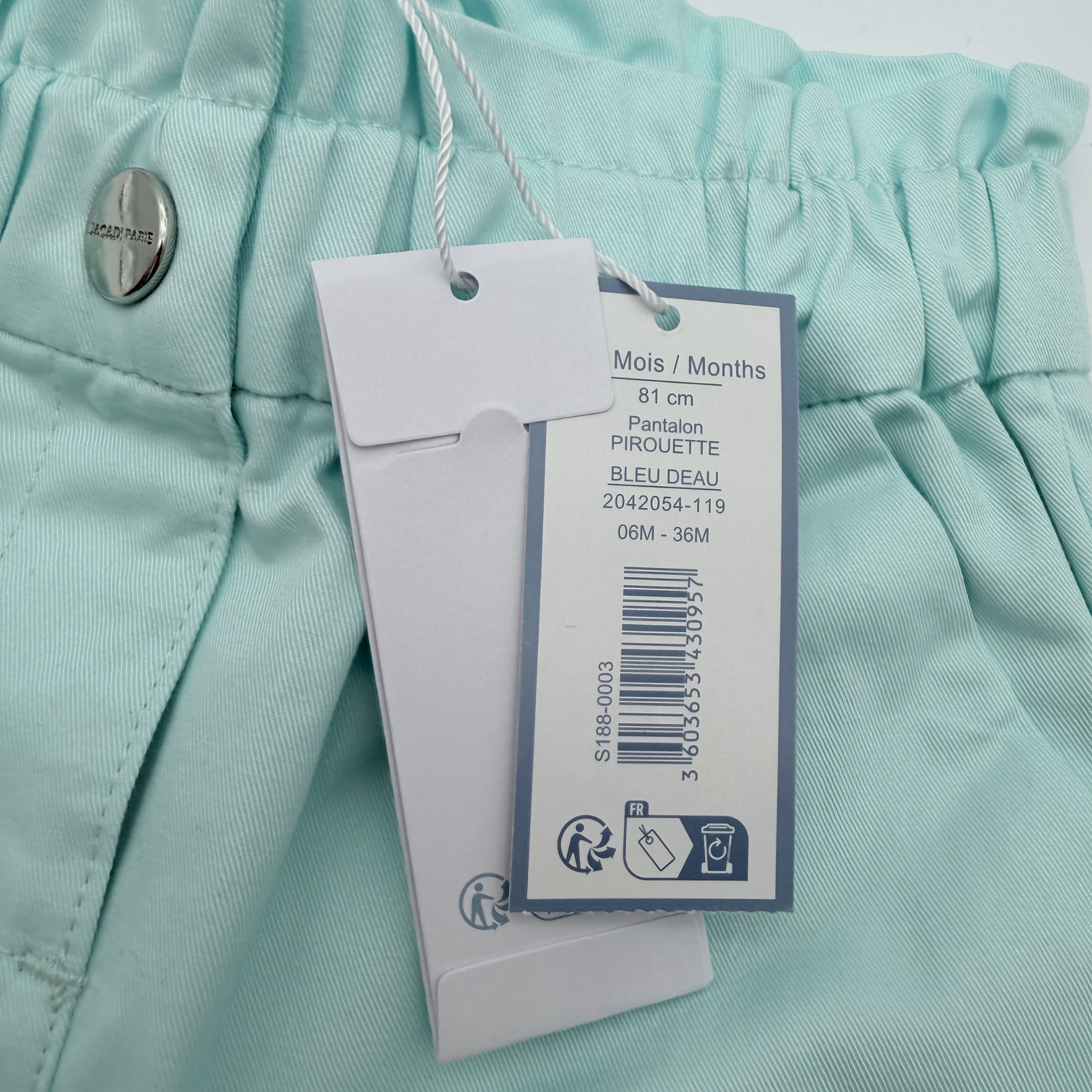 Pantalon vert d'eau — 18 mois