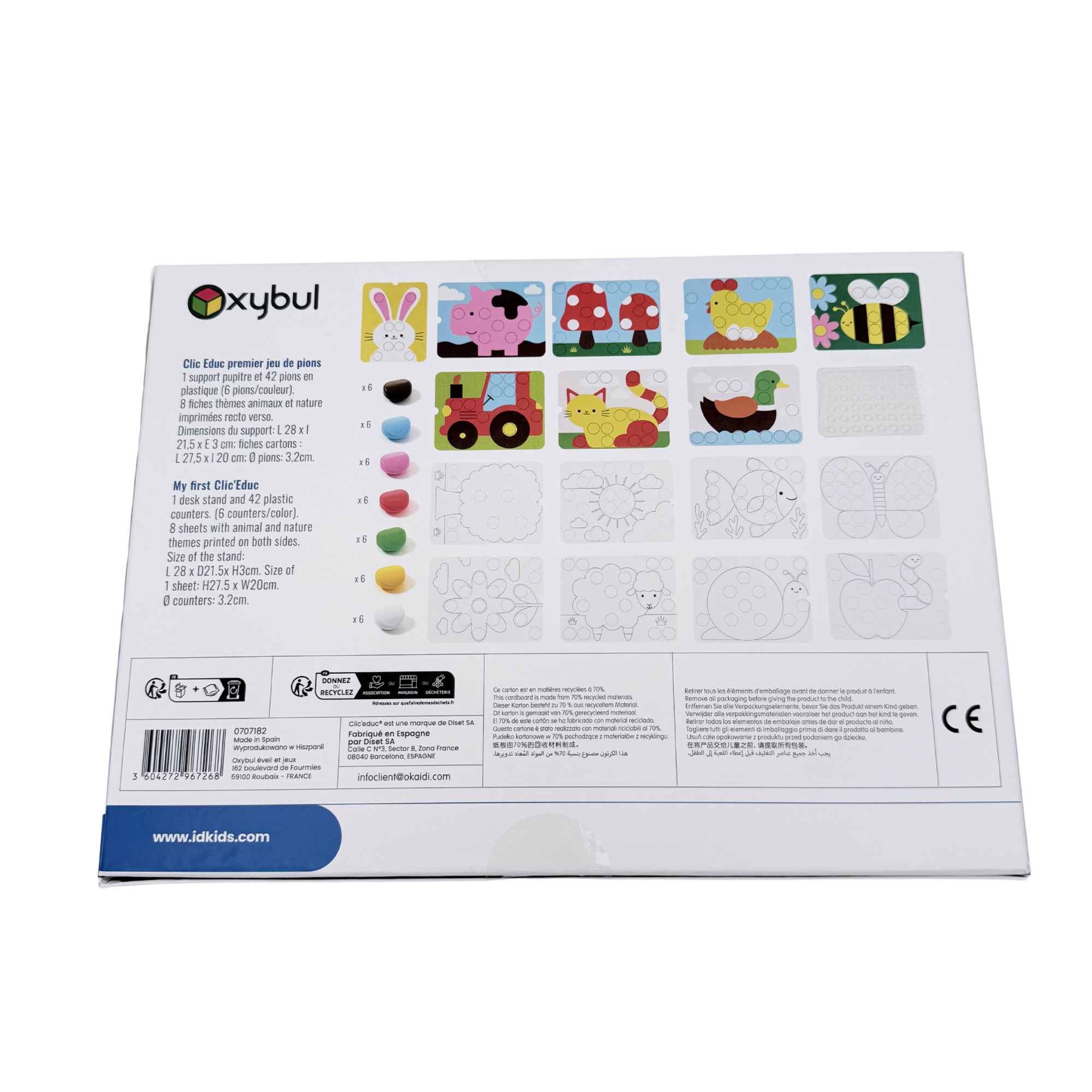 Jeu de pions éducatif animaux — 42 pièces