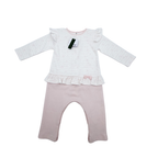 Combinaison rose poudré et écrue à volants — 12 mois