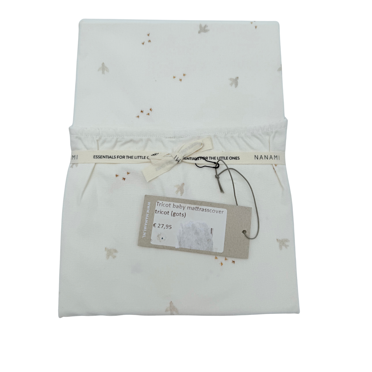 Drap-housse bébé écru imprimé oiseaux - 40x 60/70 cm