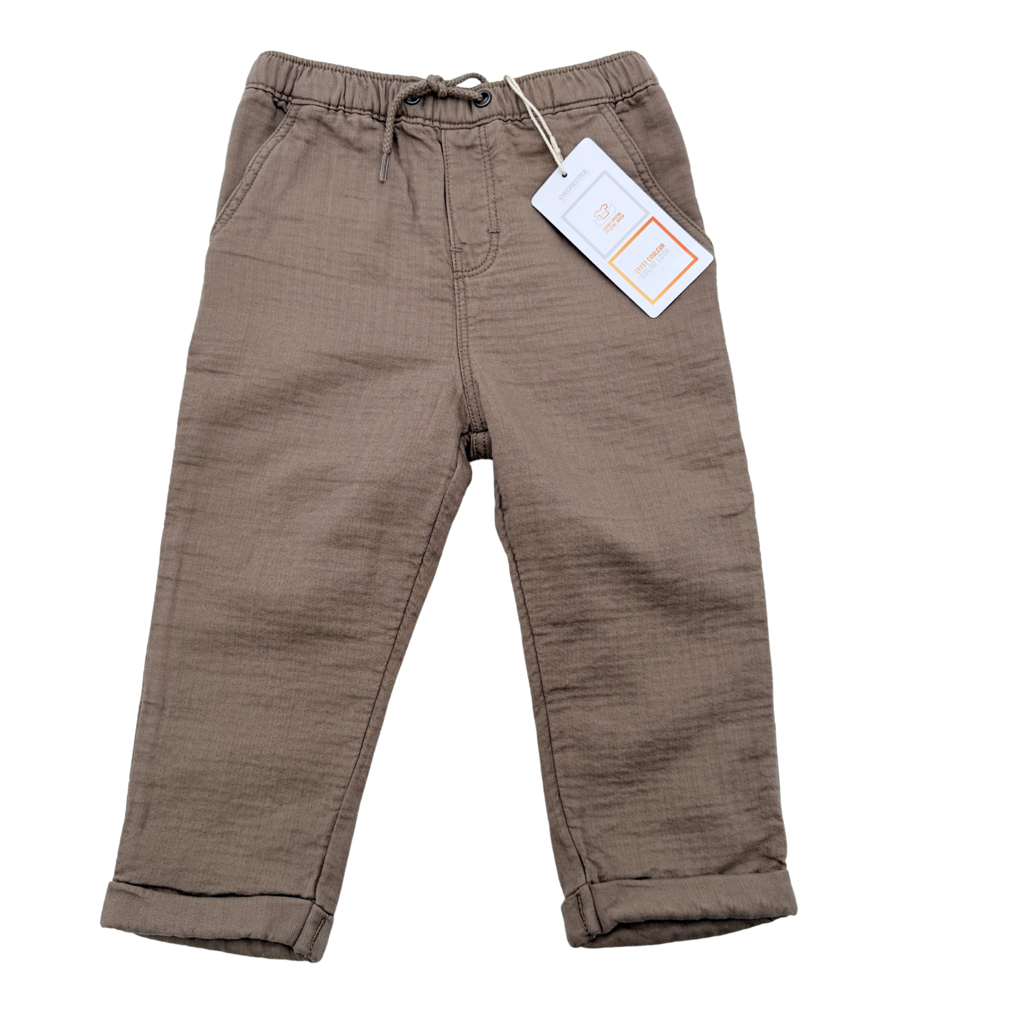 Pantalon en gaze de coton taupe — 18 mois