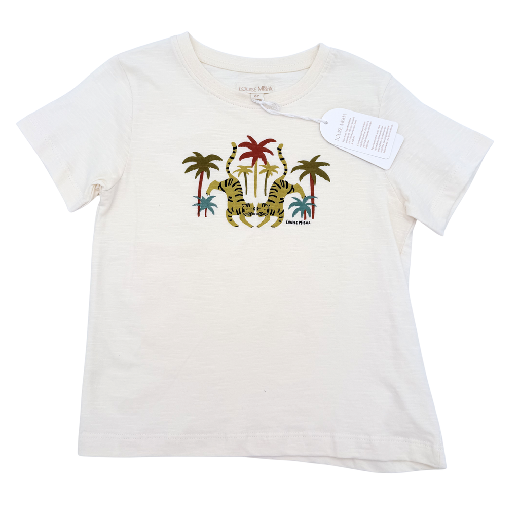 T-shirt écru imprimé tigres et palmiers — 6 ans