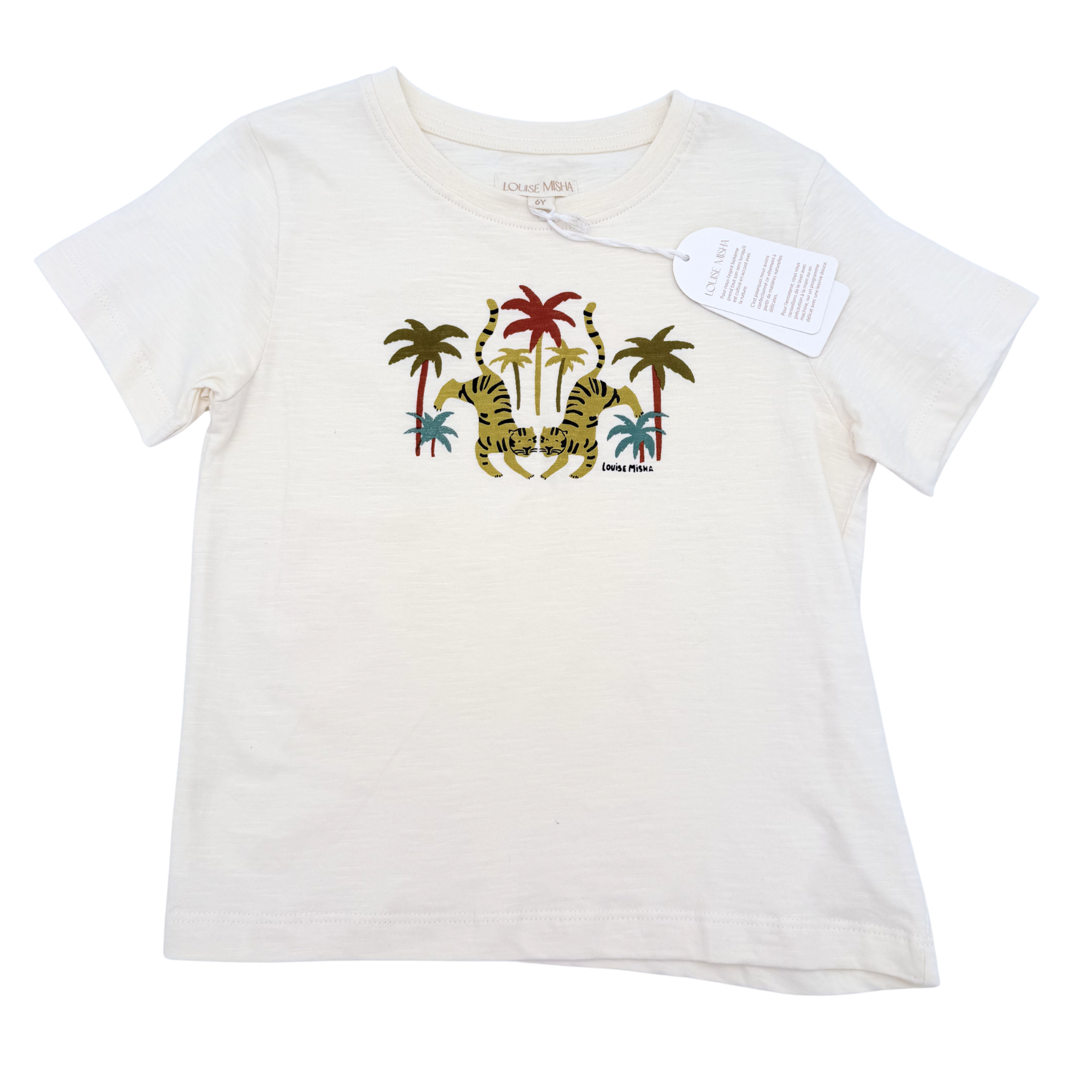 T-shirt écru imprimé tigres et palmiers — 6 ans