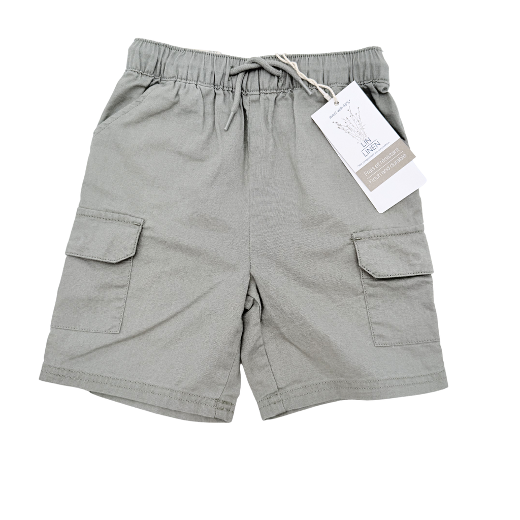 Short cargo vert sauge avec lin - 18 mois