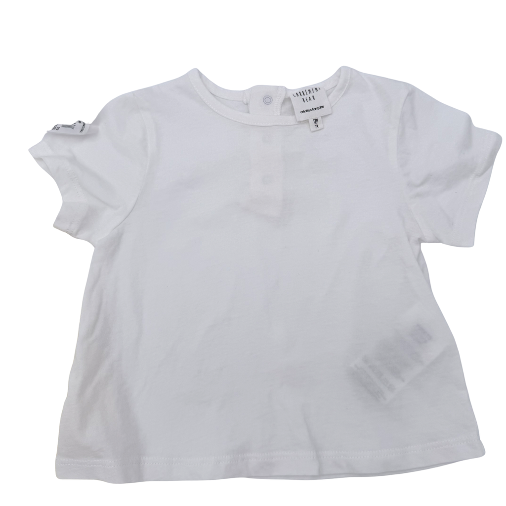 Ensemble salopette short jaune pâle et t-shirt — 12 mois