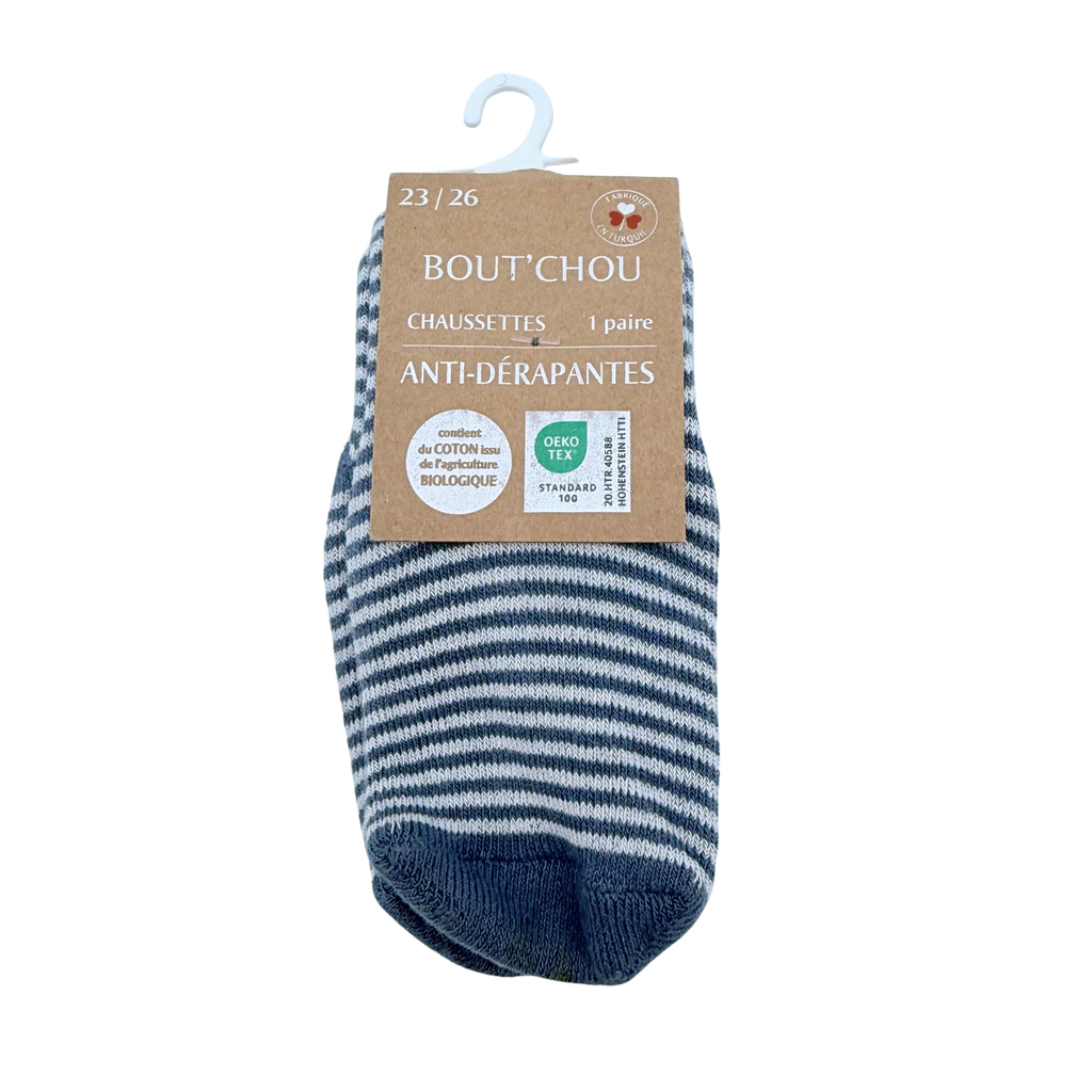 Chaussettes bleues rayées antidérapantes – 23-26