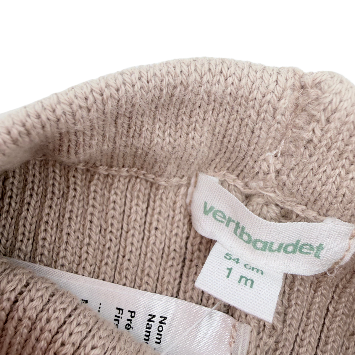 Ensemble bébé pantalon en maille beige et chaussons assortis - 1 mois