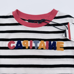 T-shirt enfant rayé noir et blanc “Capitaine” — 3 ans