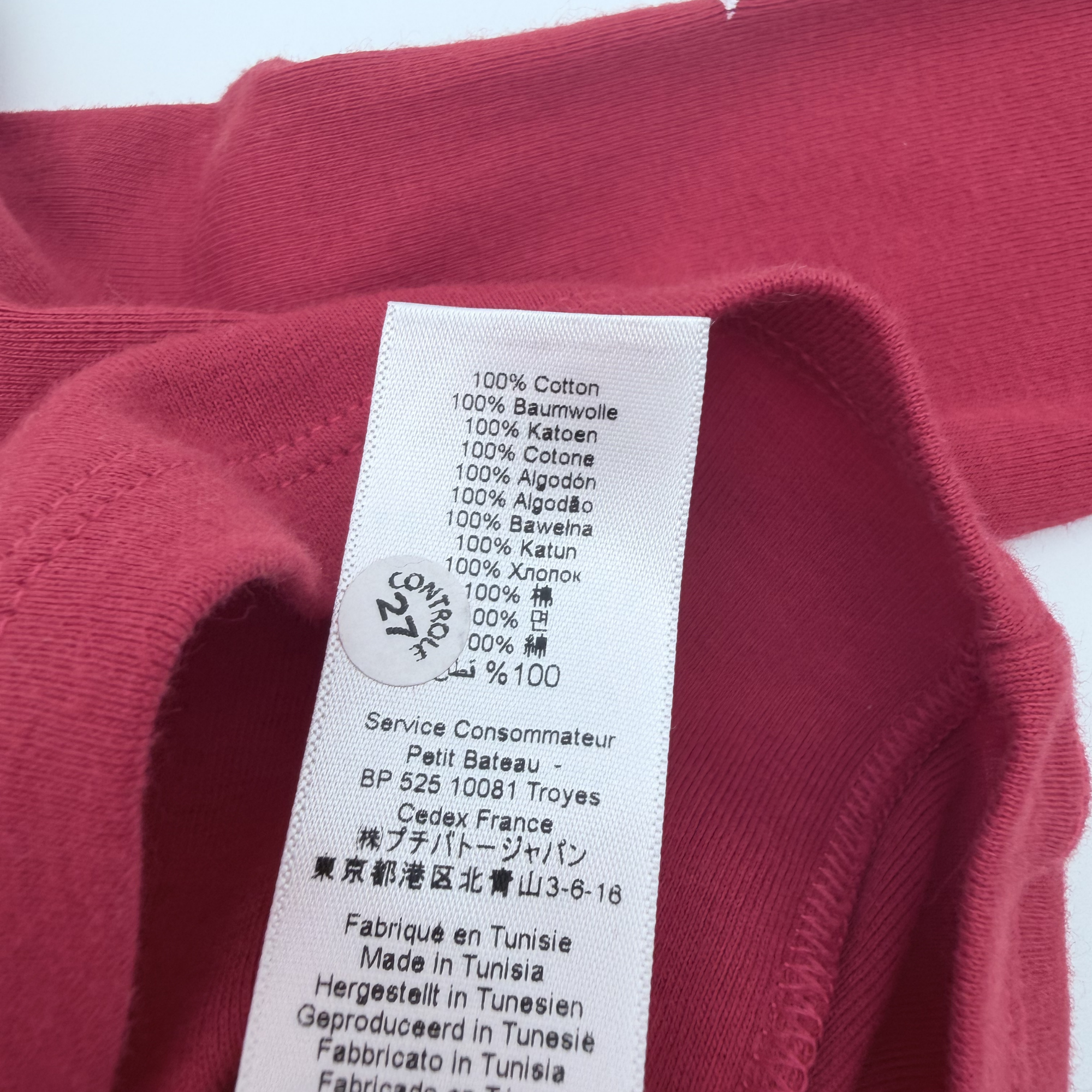 T-shirt rouge manches longues motif ours — 6 mois