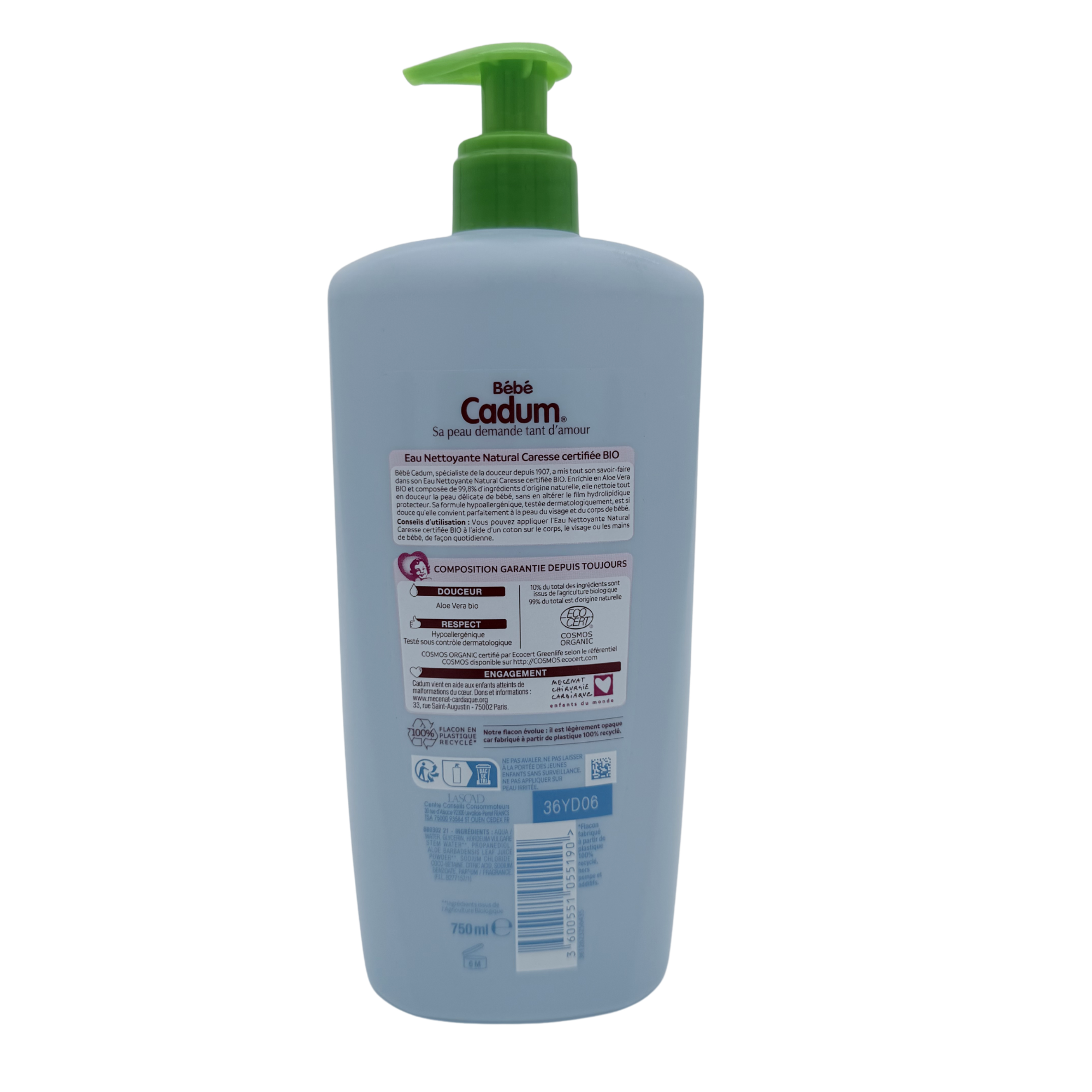 Eau nettoyante visage et corps Bio — 750 ml