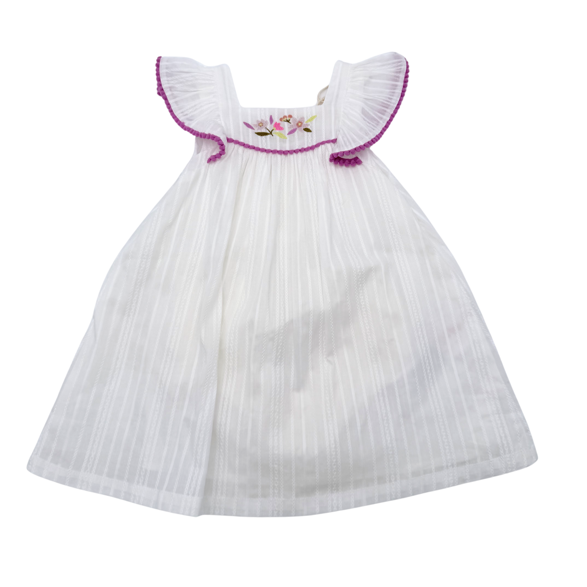 Robe blanche à volants brodés — 24 mois