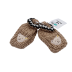 Chaussons bébé en maille beige à motif brodé - 1-6 mois