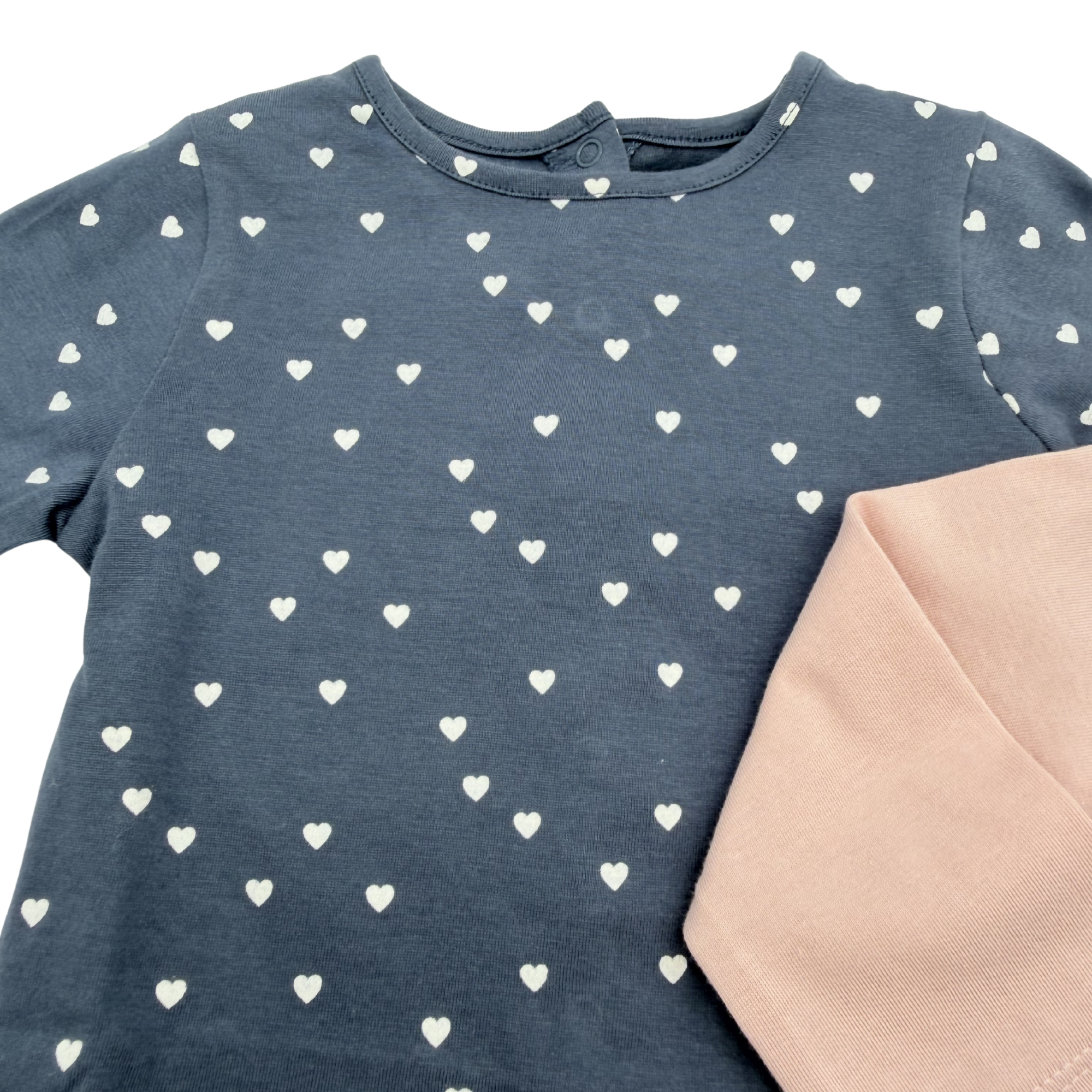 Lot de 2 t-shirts manches longues rose et bleu à imprimés — 6 mois
