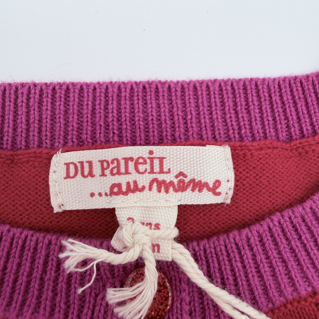 Gilet rouge fleurs — 3 ans
