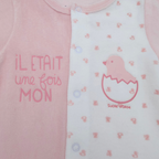 Pyjama bébé rose et blanc à pieds - 12 mois