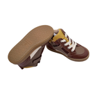 Baskets montantes premiers pas en cuir marron et jaune - 23