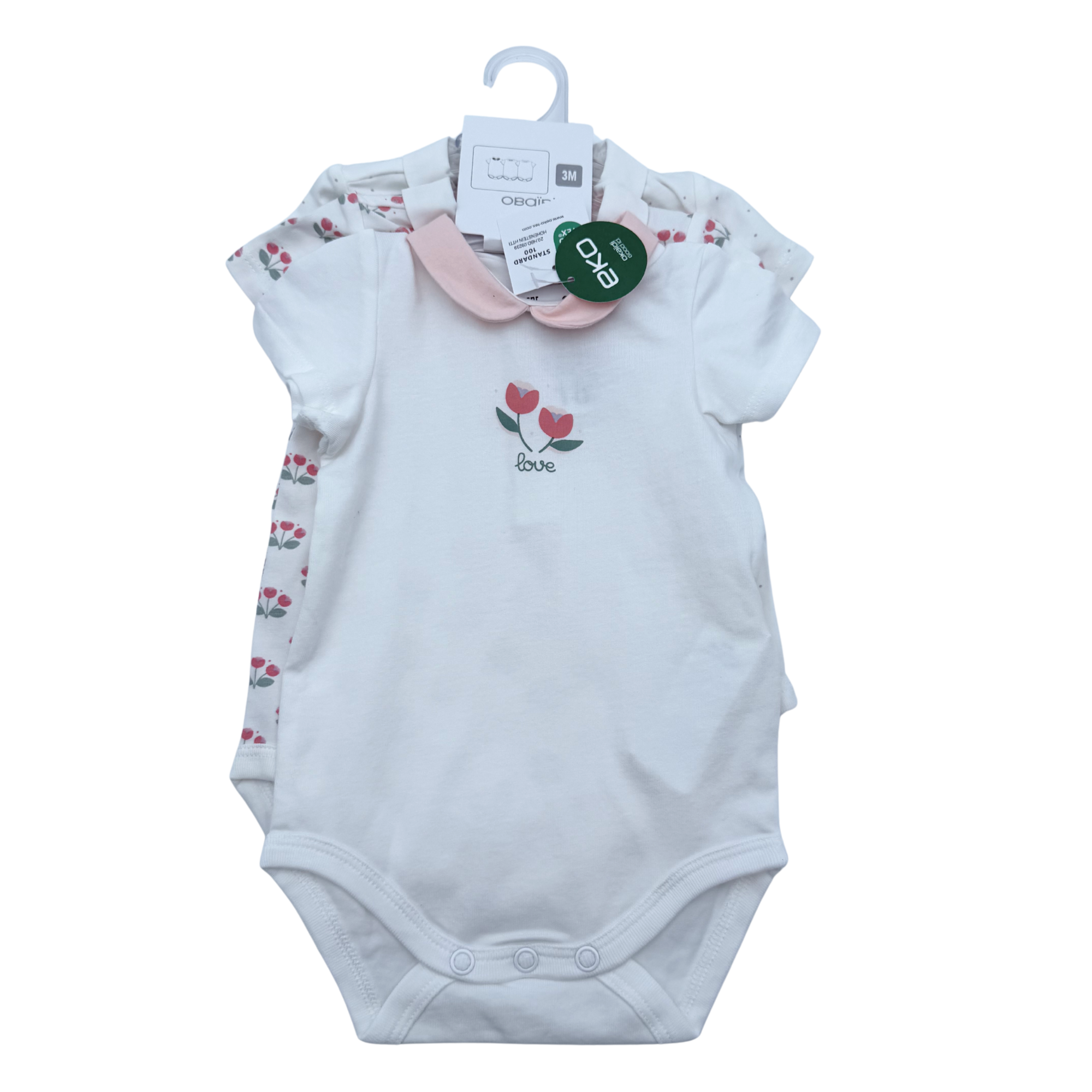 Lot de 3 bodies manches courtes à col — 3 mois