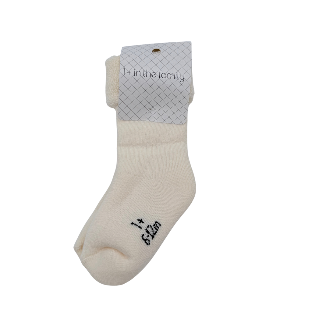 Chaussettes bébé écrues à revers – 6-12 mois